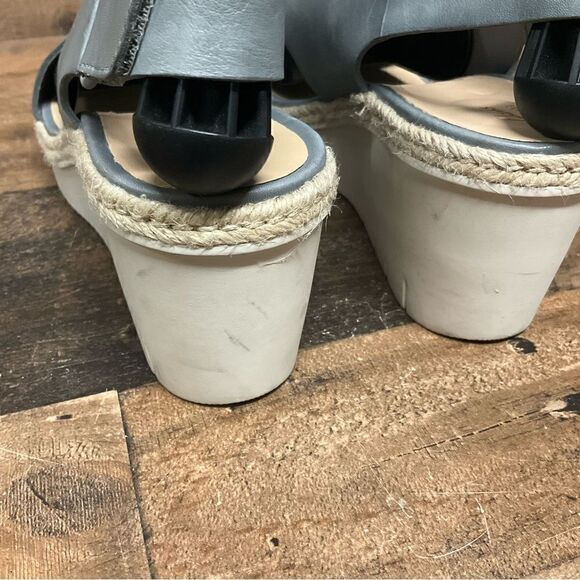 Clarks Palm Glow Khaki Leather Platform Wedge Sandals Shoes 10M - Picture 6 of 7